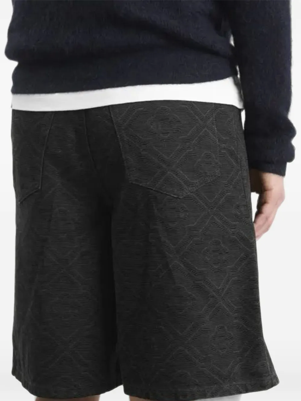 Casablanca monogram-pattern denim shorts Zwart
