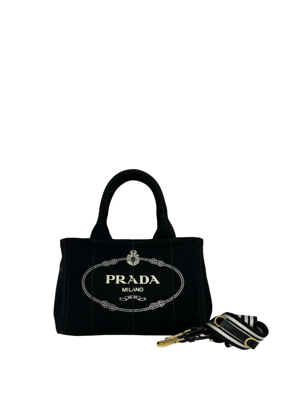 Prada Pre-Owned 2013-2026 kleine Canapa Logo Satchel-Tasche aus Canvas - Schwarz