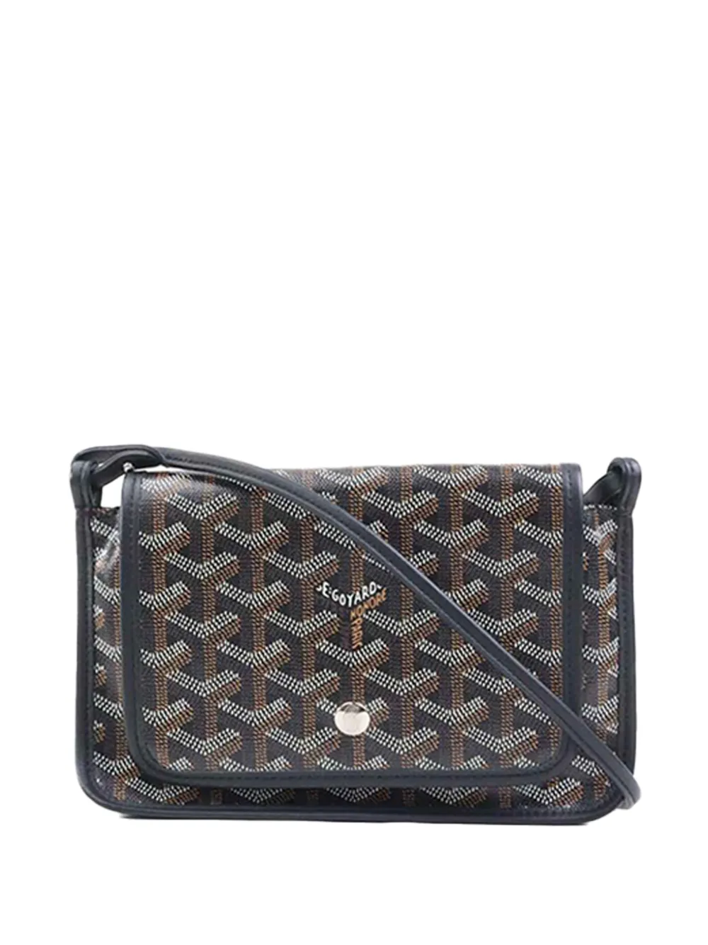 Pre-owned Goyard 2000-2026 Ine Plumet Pocket Wallet Crossbody Bag In Black