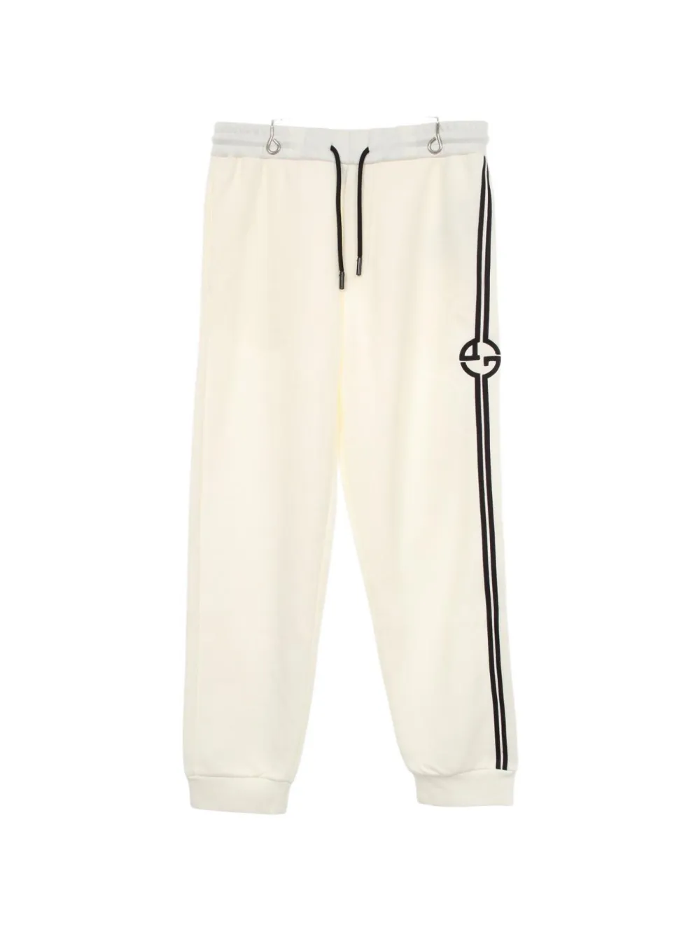 Giorgio Armani Pre-Owned pantalon de jogging à logo brodé (années 2010) - Blanc Giorgio Armani Pre-Owned pantalon de jogging à logo brodé (années 2010) - Blanc