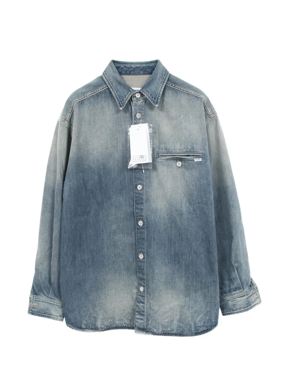 MM6 Maison Margiela 2020s logo-patch shirt - Blu