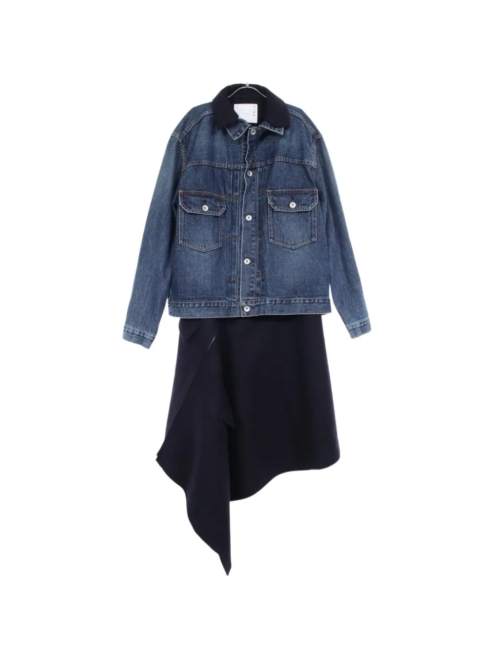 sacai robe asymétrique à empiècements en jean (années 2010) - Bleu