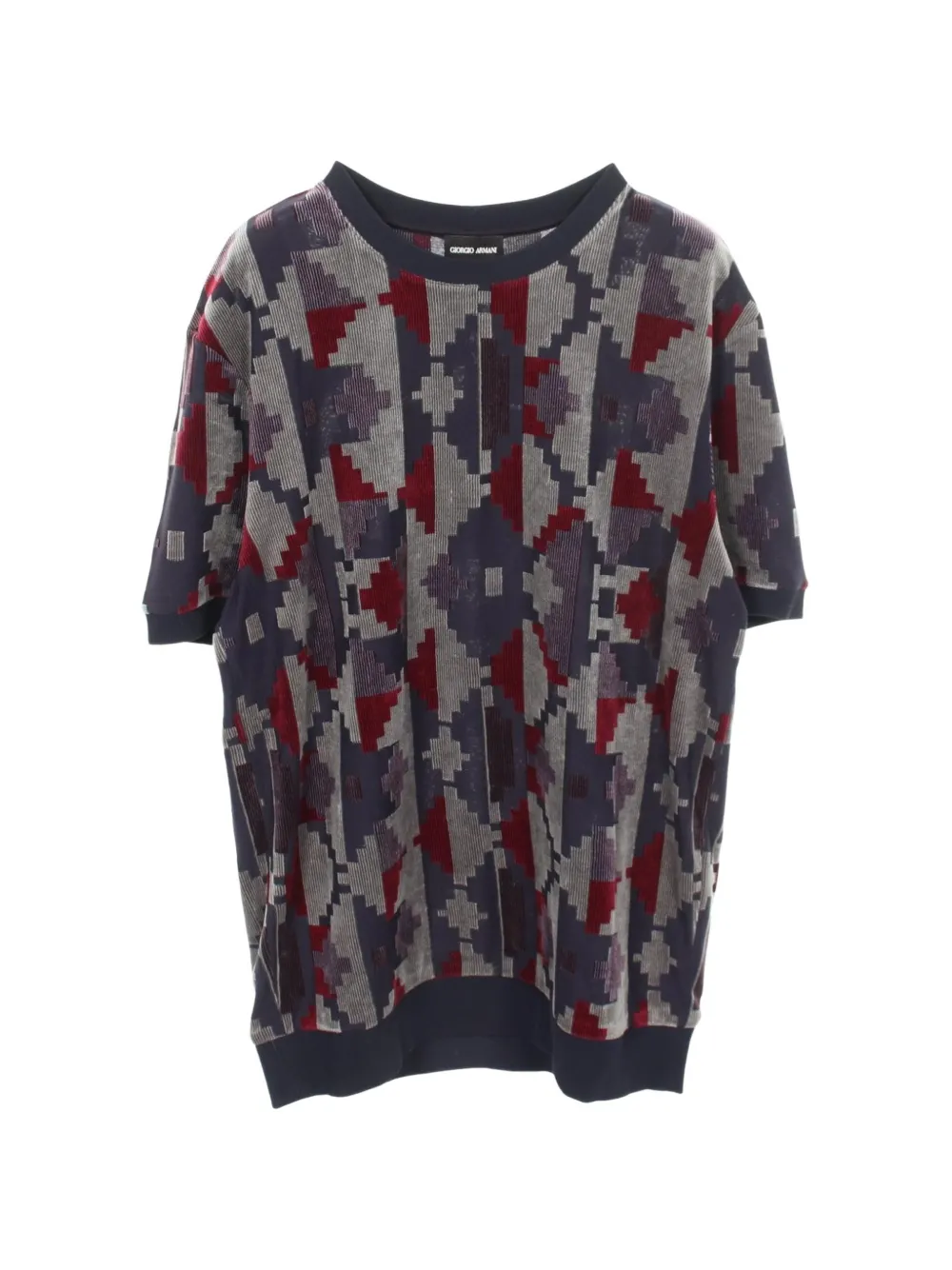 Giorgio Armani Pre-Owned t-shirt à motif géométrique en velours - Bleu