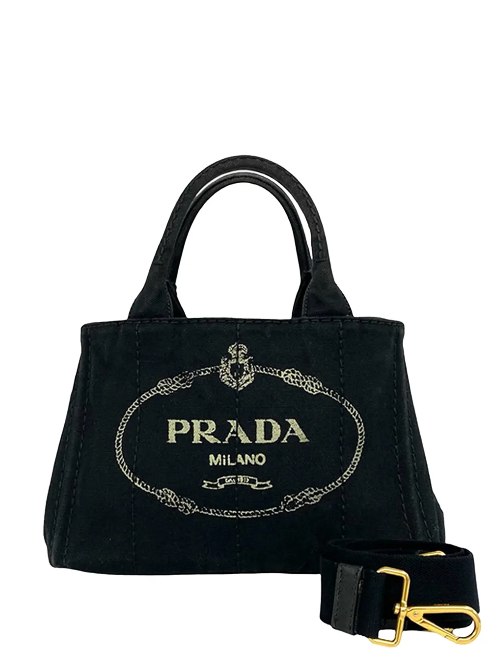 Prada Pre-Owned 2013-2026 kleine Canapa Logo Satchel-Tasche aus Canvas - Schwarz