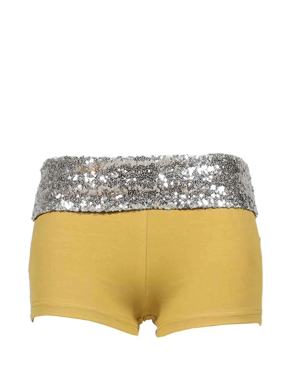 Praying Sequin-embellished Shorts In Yellow