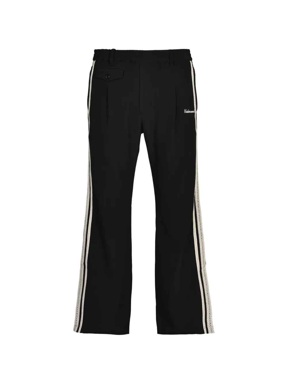 CEDARWOOD crochet-knit logo-embroidered track pants