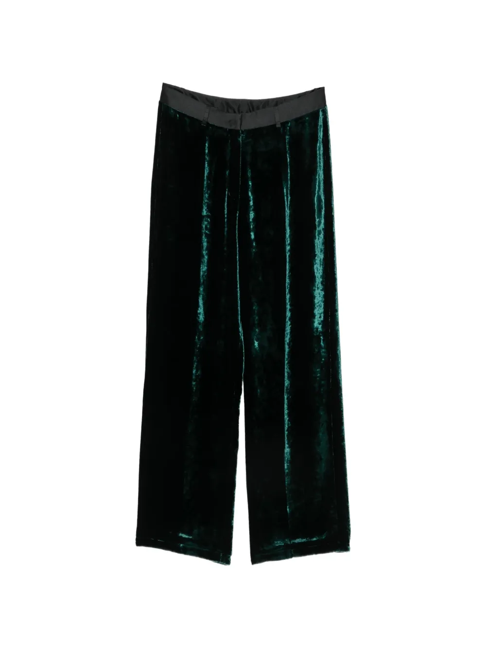 Forte moiré crushed-velvet straight-leg trousers Groen