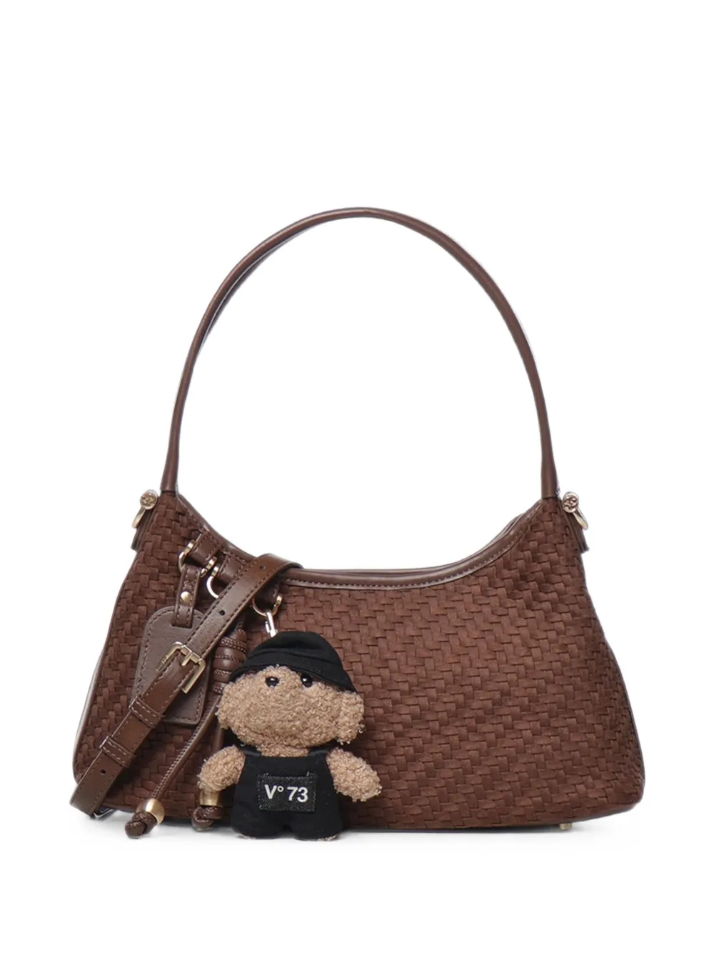 V°73 woven-effect shoulder bag - Marrone