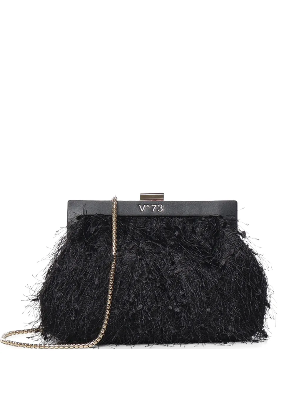 V°73 feather-effect clutch bag