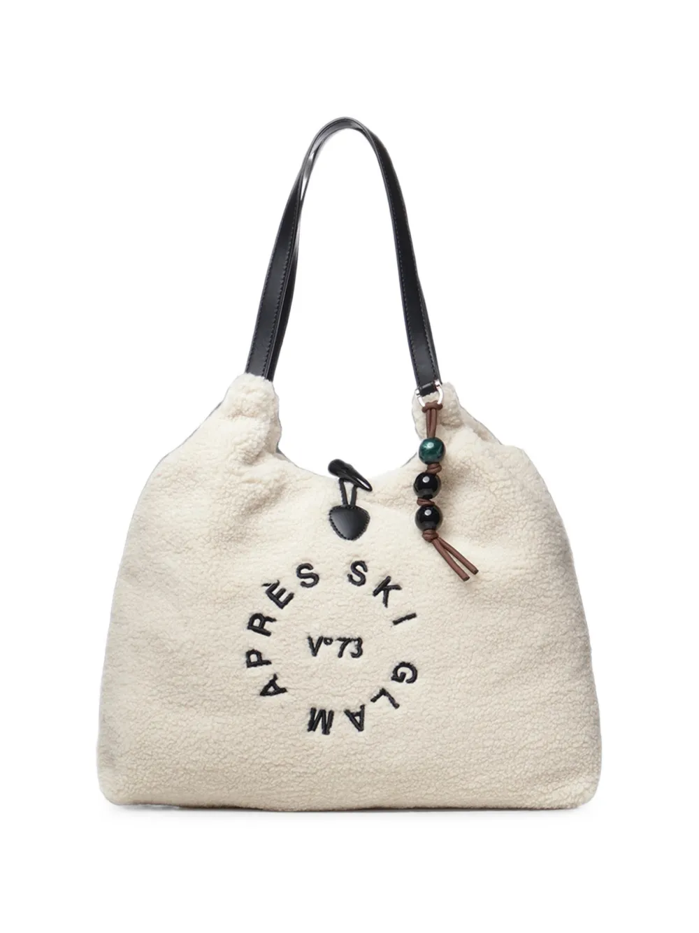 V73 Teddy-effect Embroidered Shoulder Bag In Red