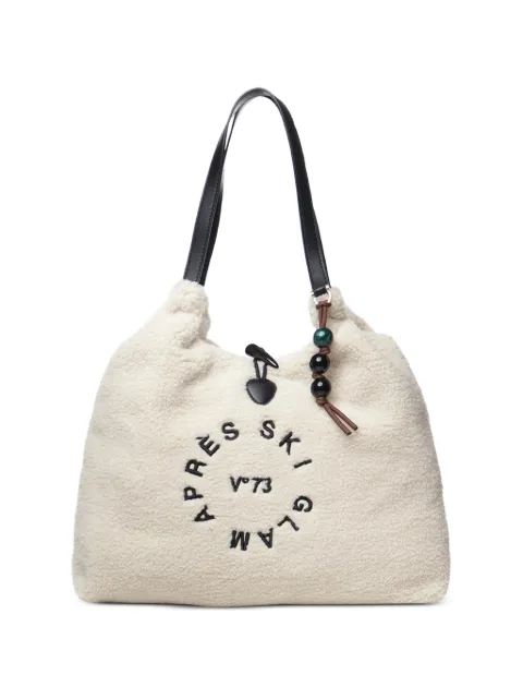 V°73 teddy-effect embroidered shoulder bag
