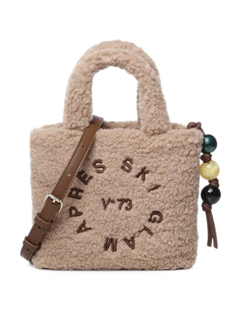 V°73 Ski Glam teddy-effect embroidered shoulder bag