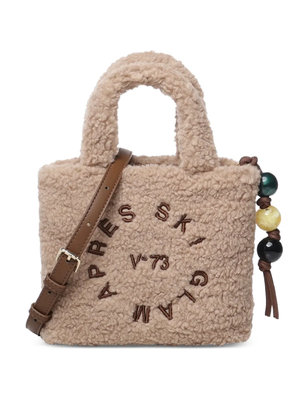 V°73 Ski Glam teddy-effect embroidered shoulder bag