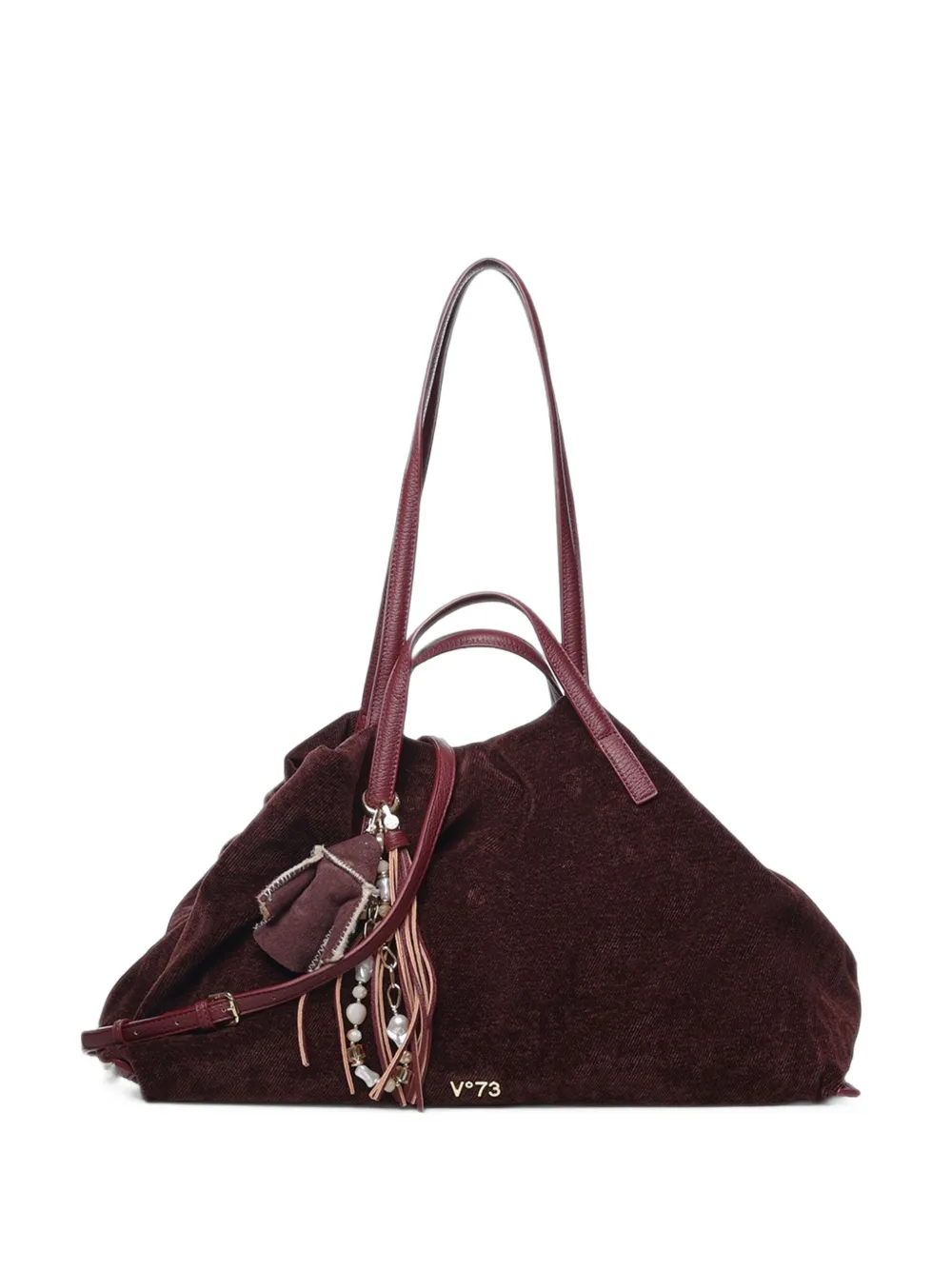 V°73 fringe-charm logo-plaque shoulder bag · OS
