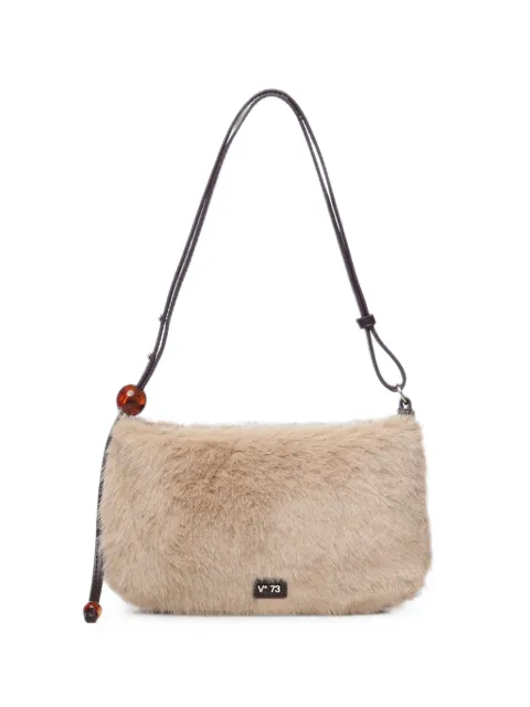 V°73 faux-fur logo-plaque shoulder bag
