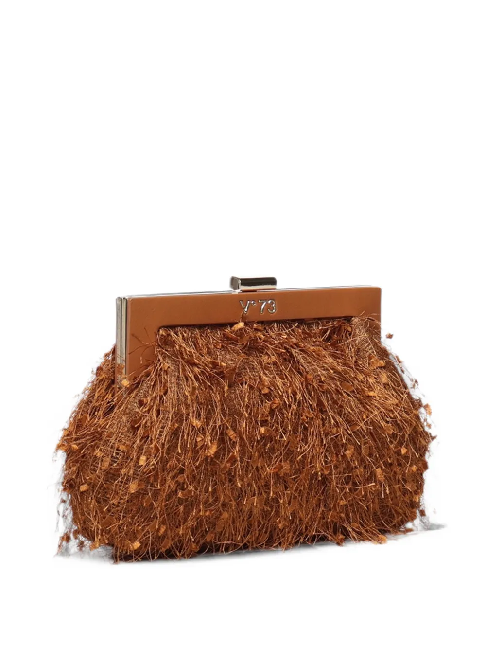V°73 feather-effect clutch bag Bruin