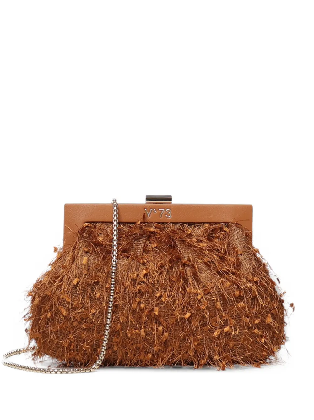 V°73 feather-effect clutch bag
