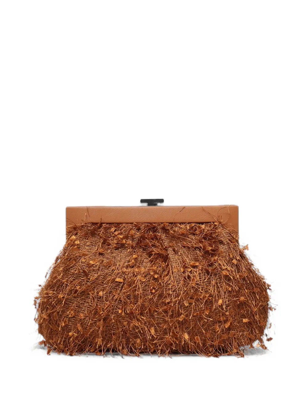 V°73 feather-effect clutch bag Bruin