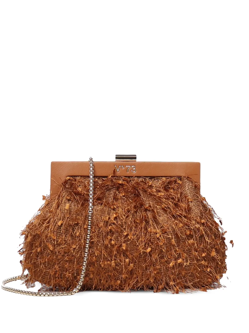 V°73 feather-effect clutch bag
