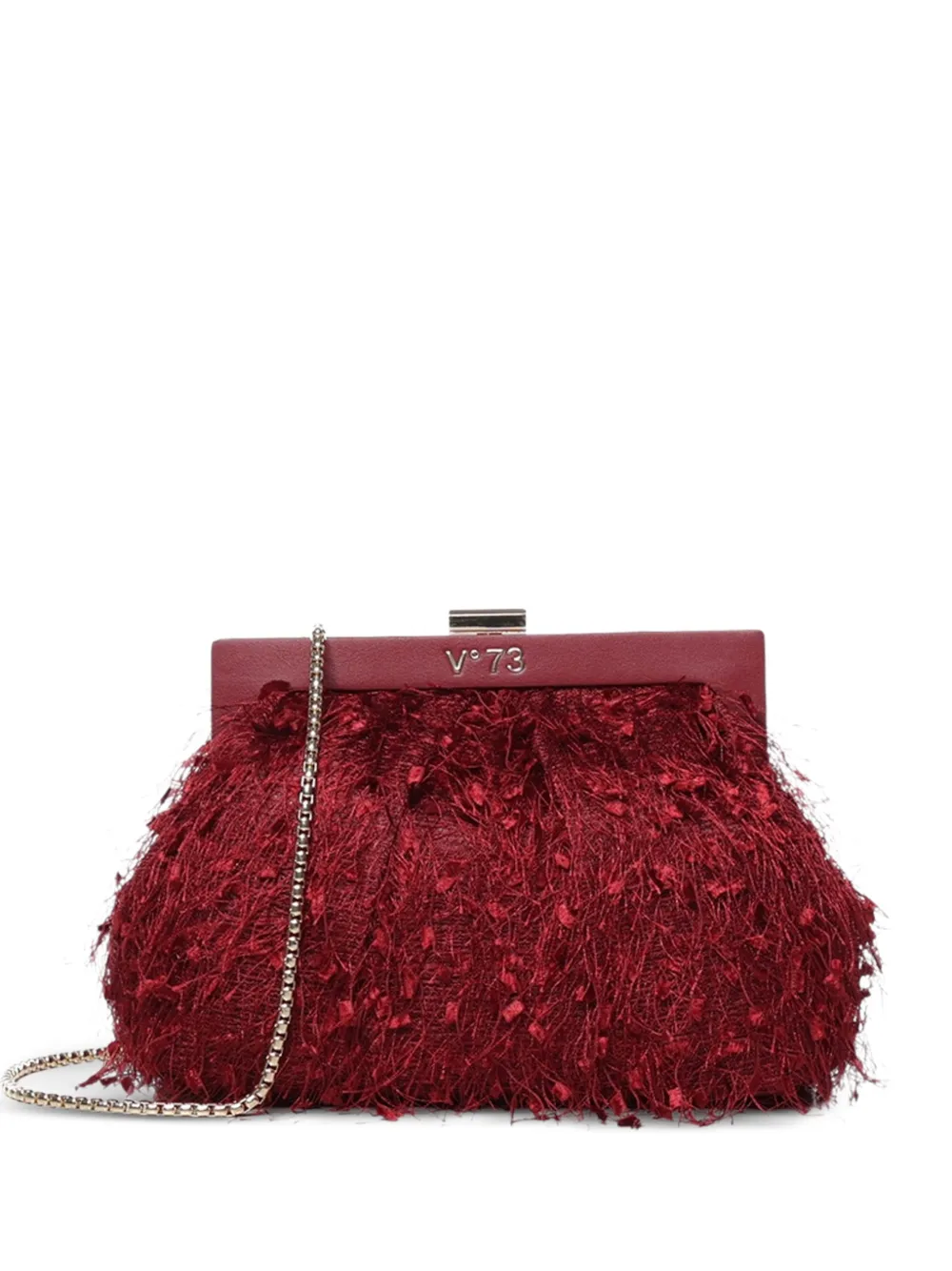V°73 feather-effect clutch bag - Rosso