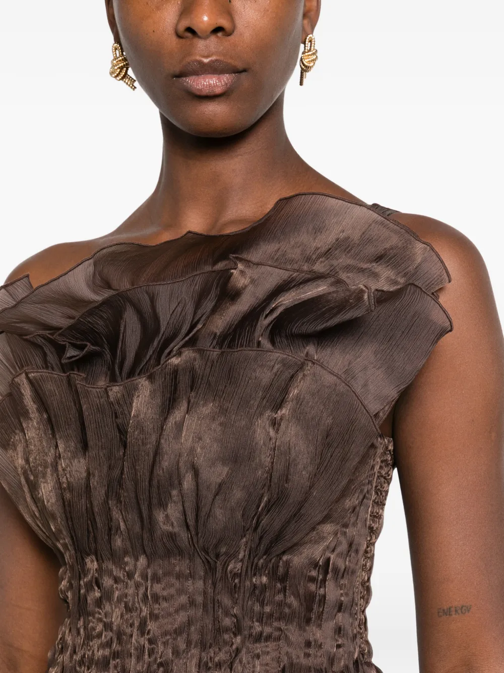 Aje Amaryllis midi-jurk Bruin
