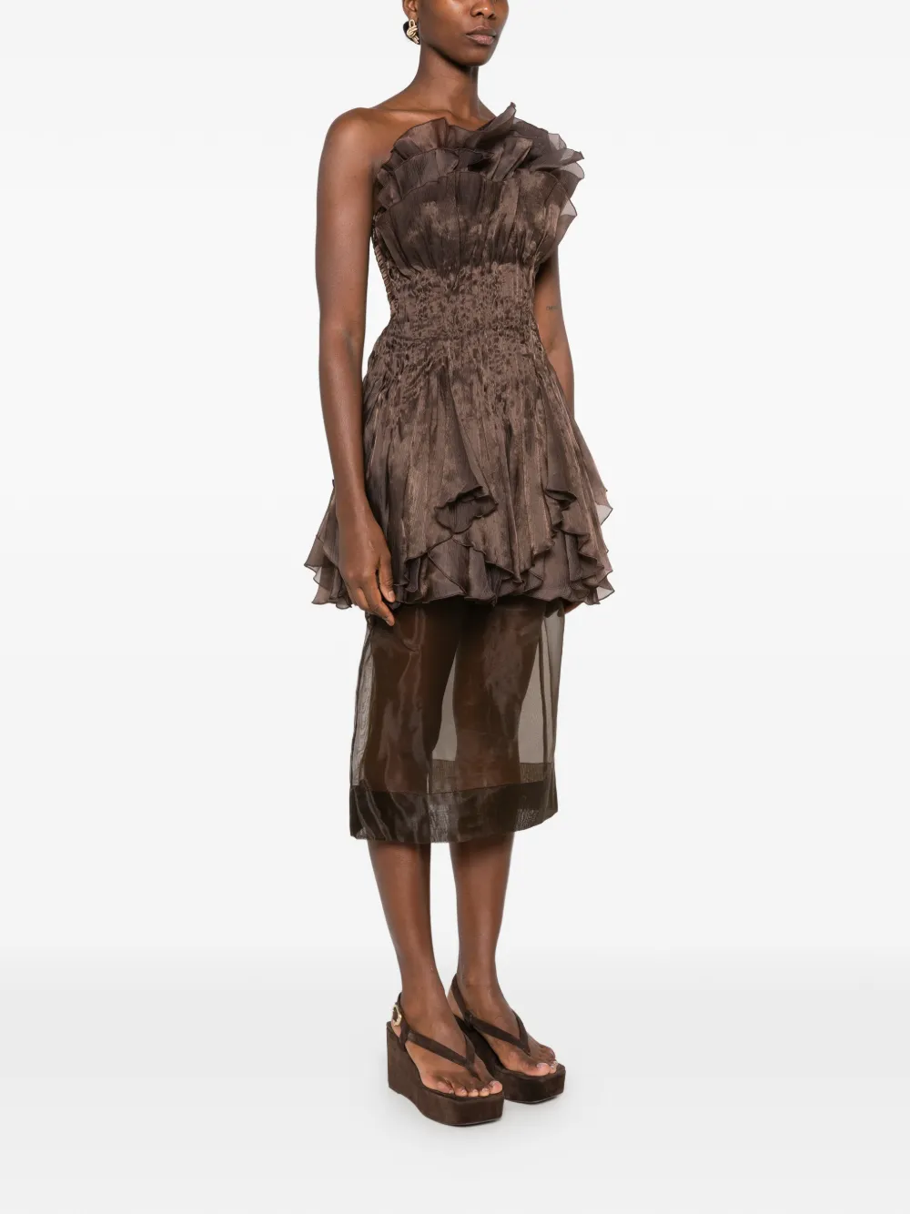 Aje Amaryllis midi-jurk Bruin
