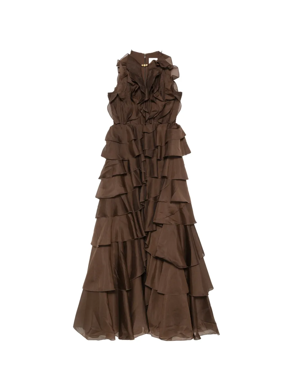 Aje Ruffled Tiered Maxi Gown In Brown