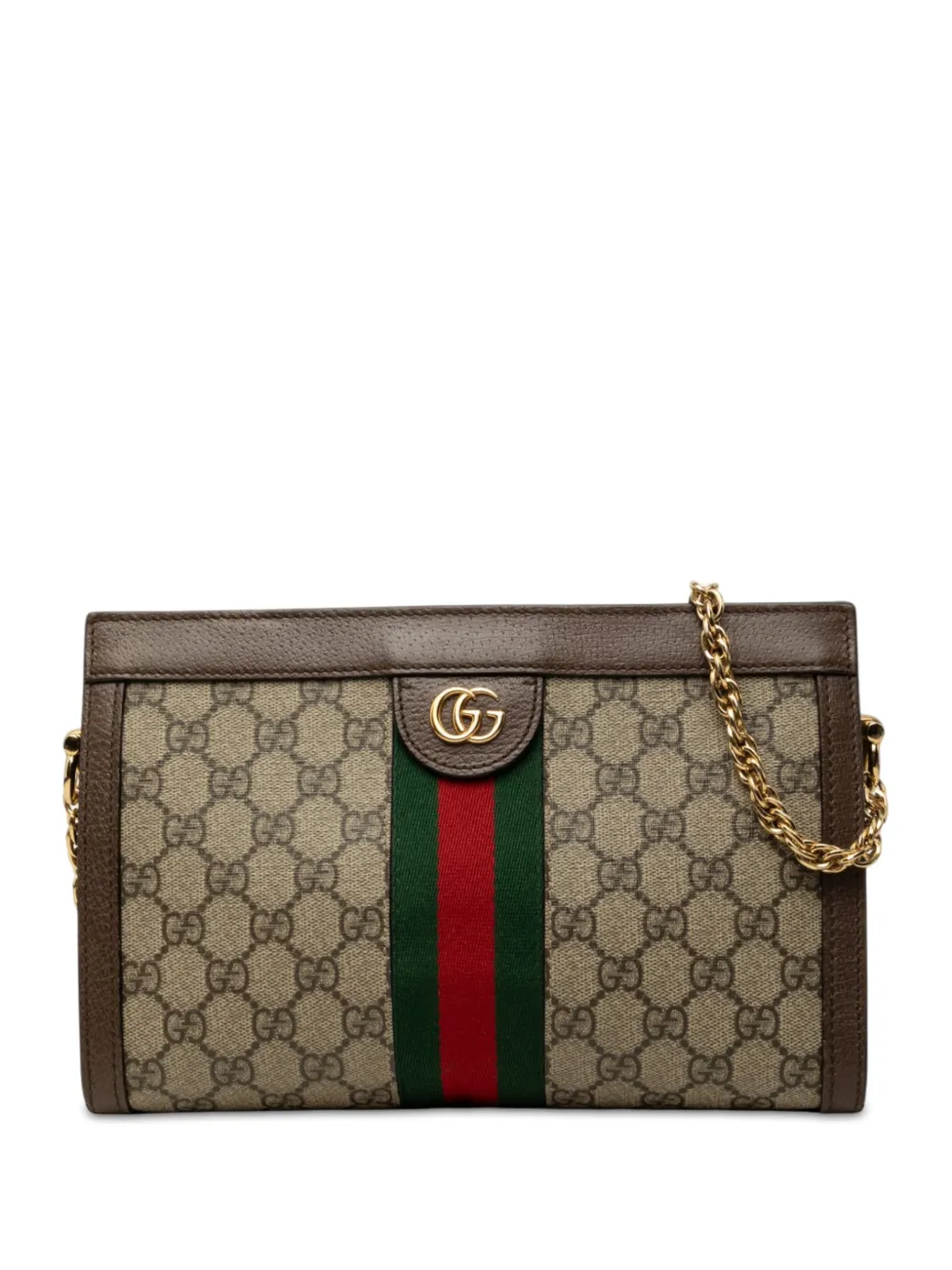 Gucci Pre-Owned 2000-2015 kleine GG Supreme Web Ophidia Umhängetasche mit Kettenriemen - Nude