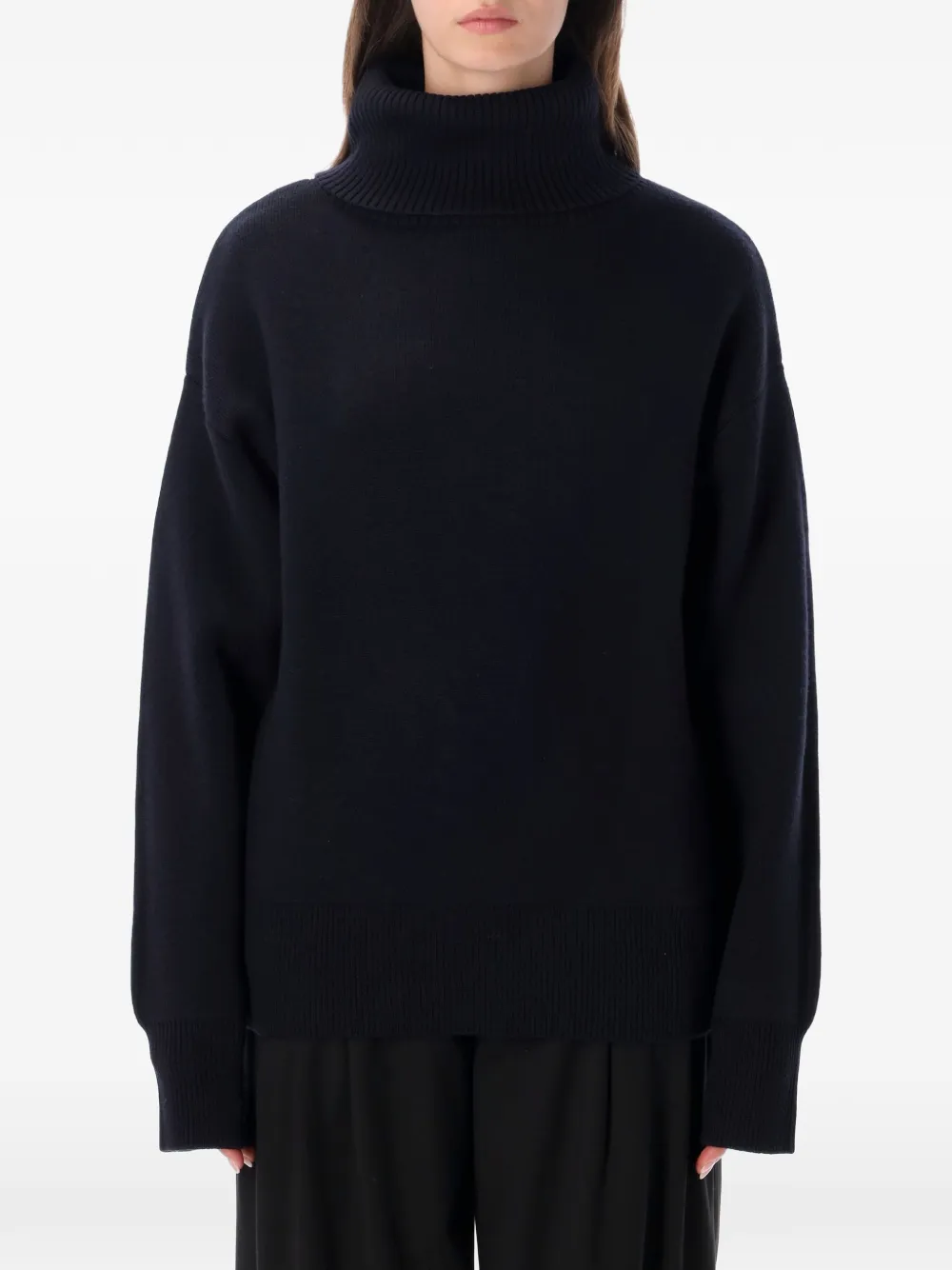 Rhea roll-neck drop-shoulder sweater - Blau
