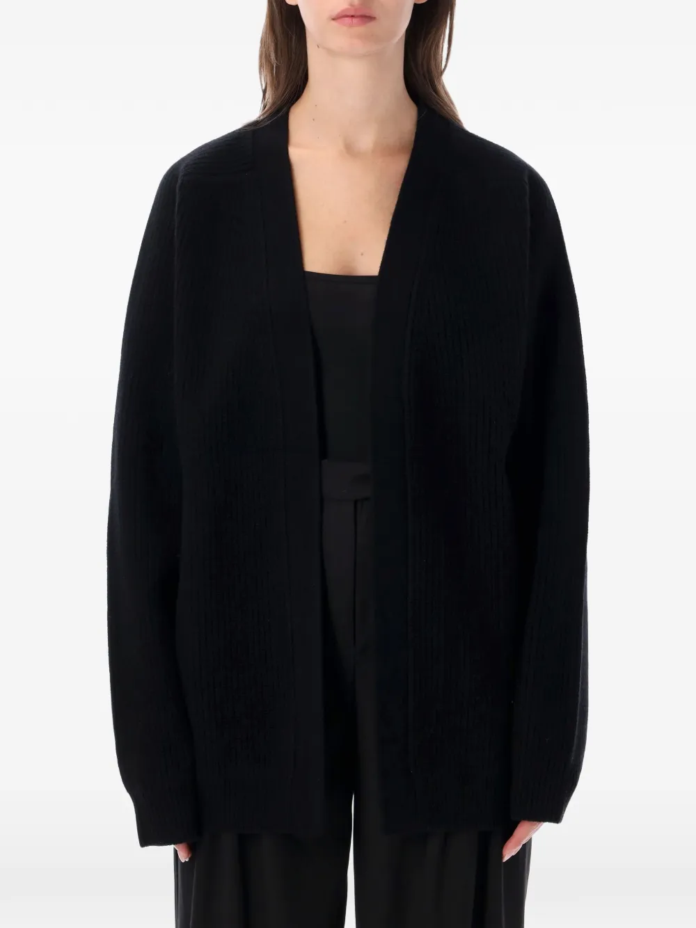 Rhea ribbed-knit cardigan - Black