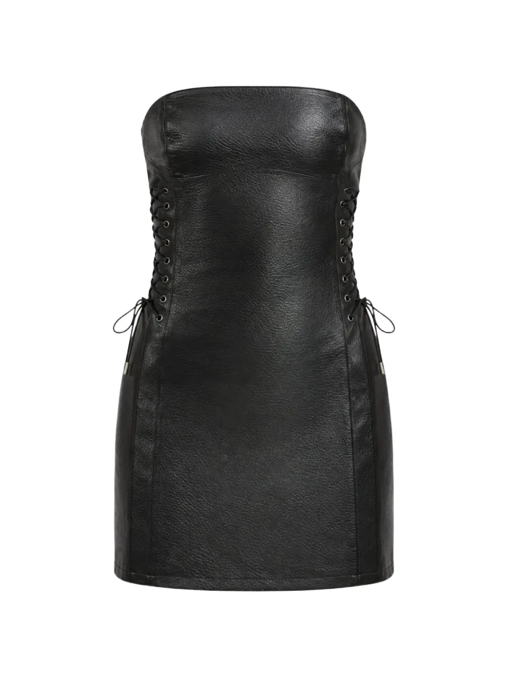 Ow Collection Lace-up Strapless Dress In Black