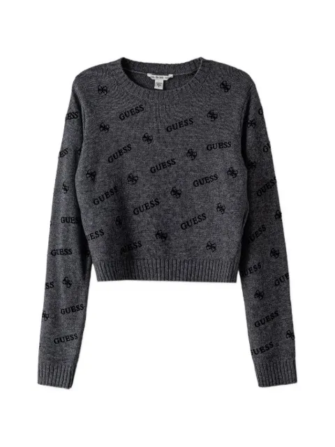 guess kids logo-print knitted sweater