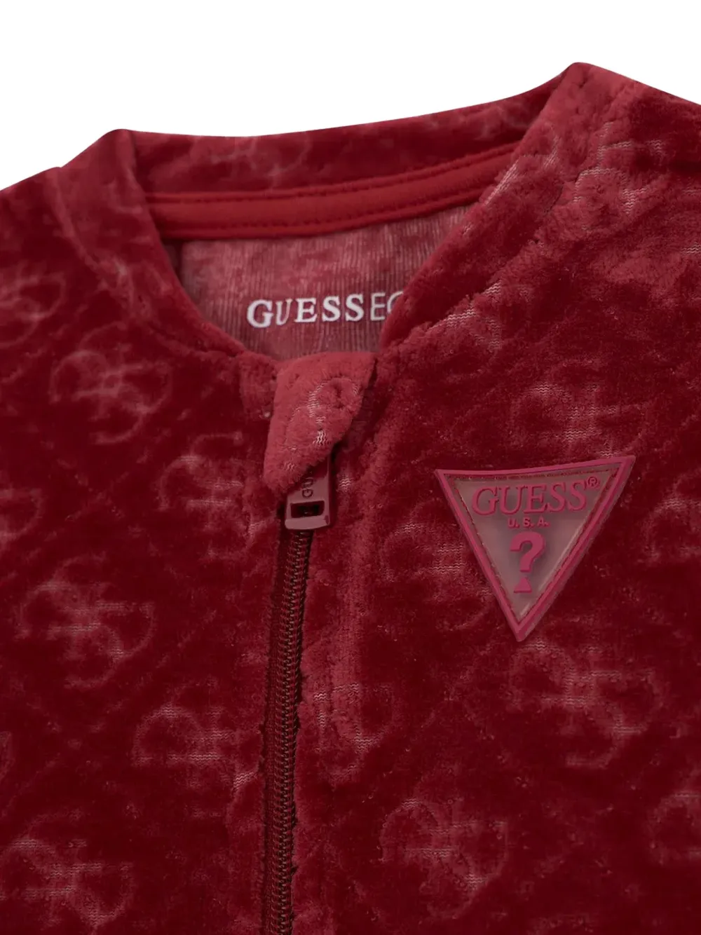 guess kids logo-pattern velvet tracksuit set (set of three) Rood