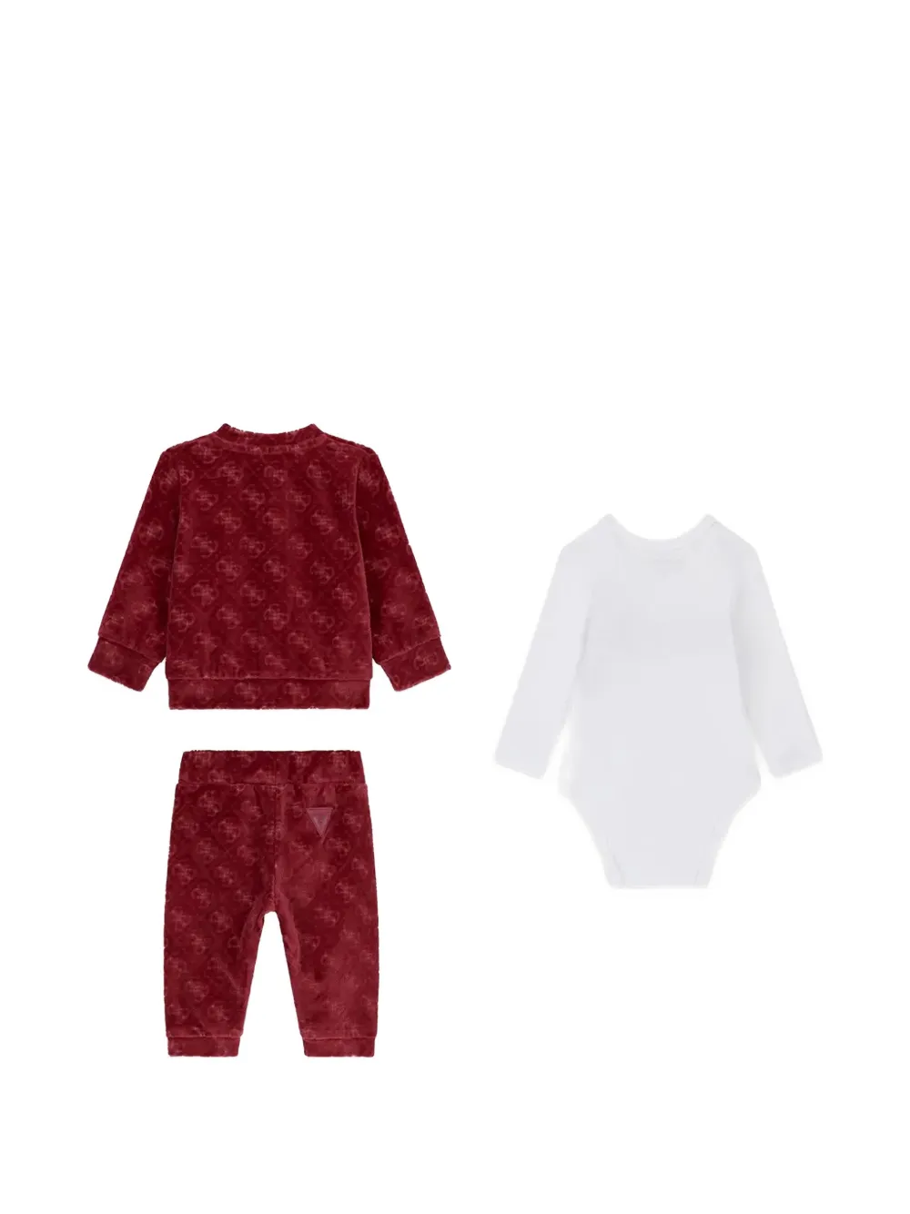 guess kids logo-pattern velvet tracksuit set (set of three) Rood