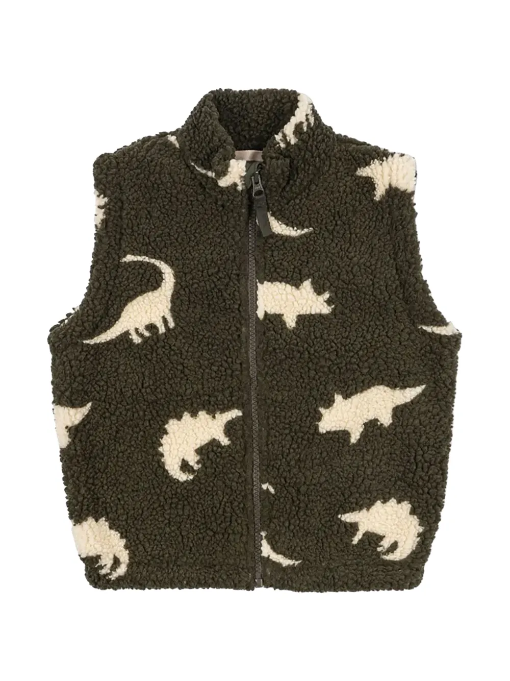 Konges Sløjd Jody dinosaur-print fleece gilet Groen