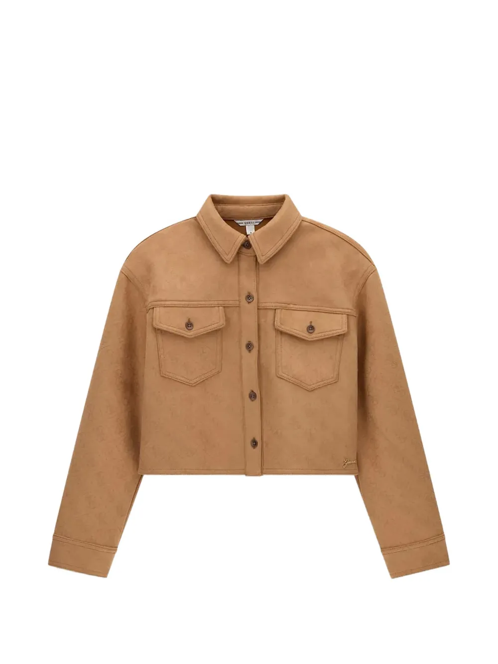 guess kids logo-embossed cropped shirt - Marrone