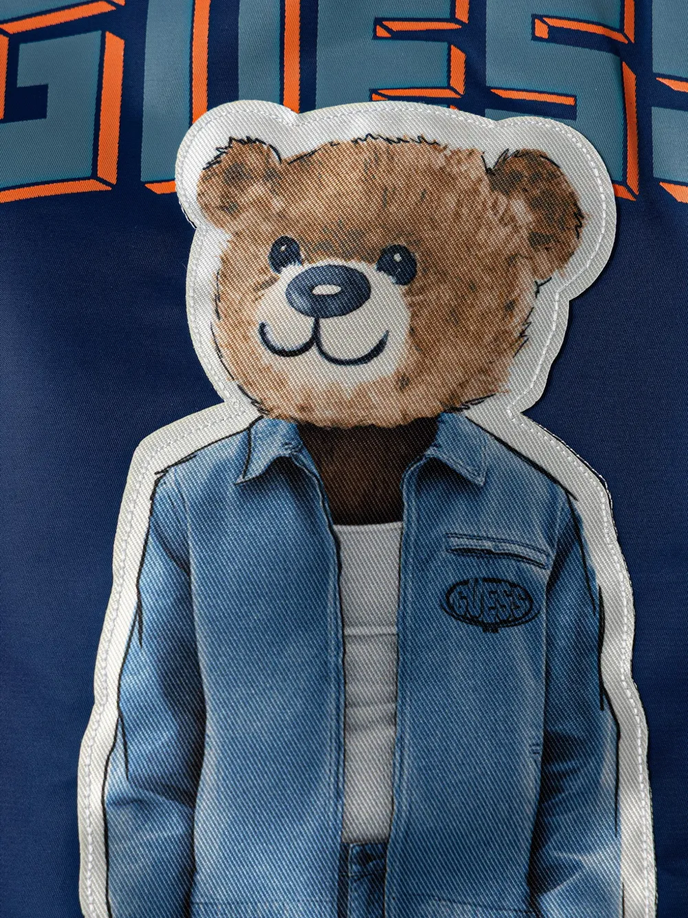 guess kids teddy bear-patch bomber jacket Blauw