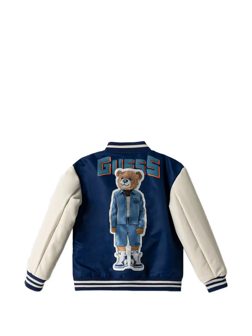 guess kids teddy bear-patch bomber jacket Blauw