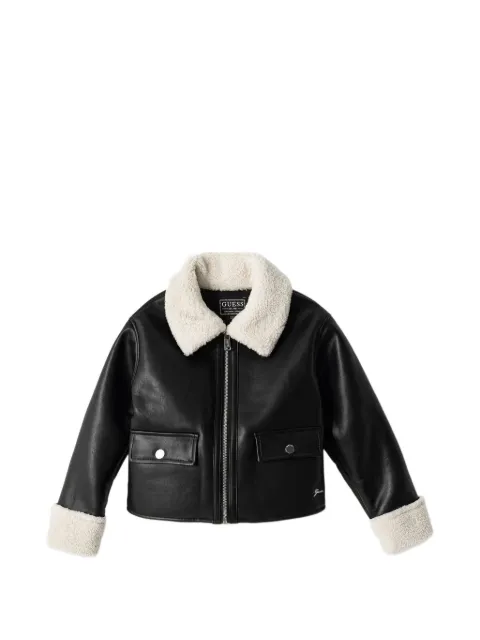 guess kids faux-shearling-trimmed jacket