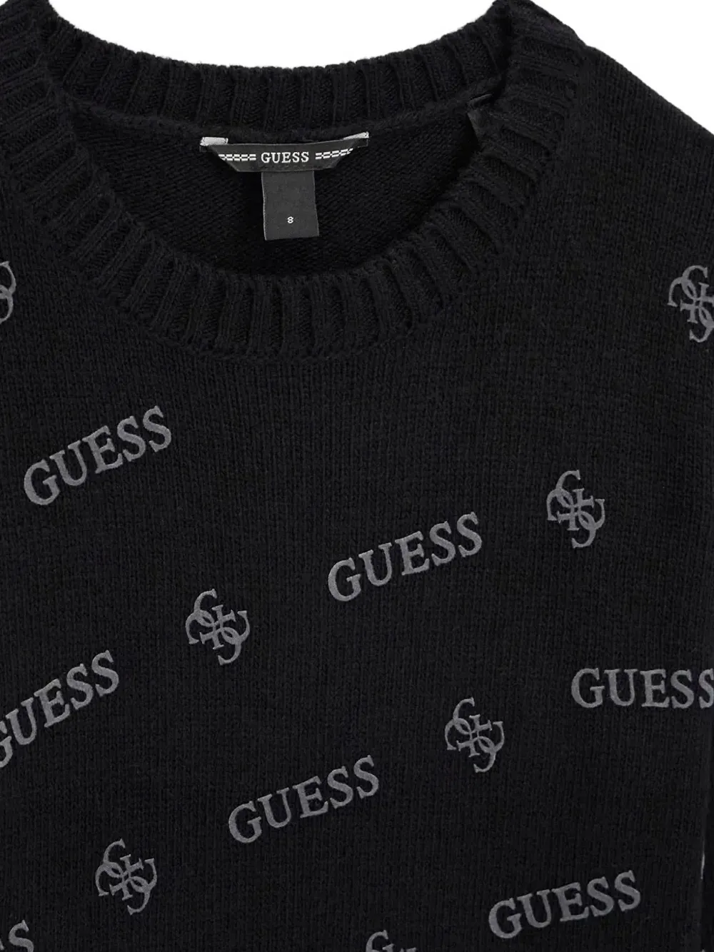 guess kids logo-intarsia knitted sweater Zwart