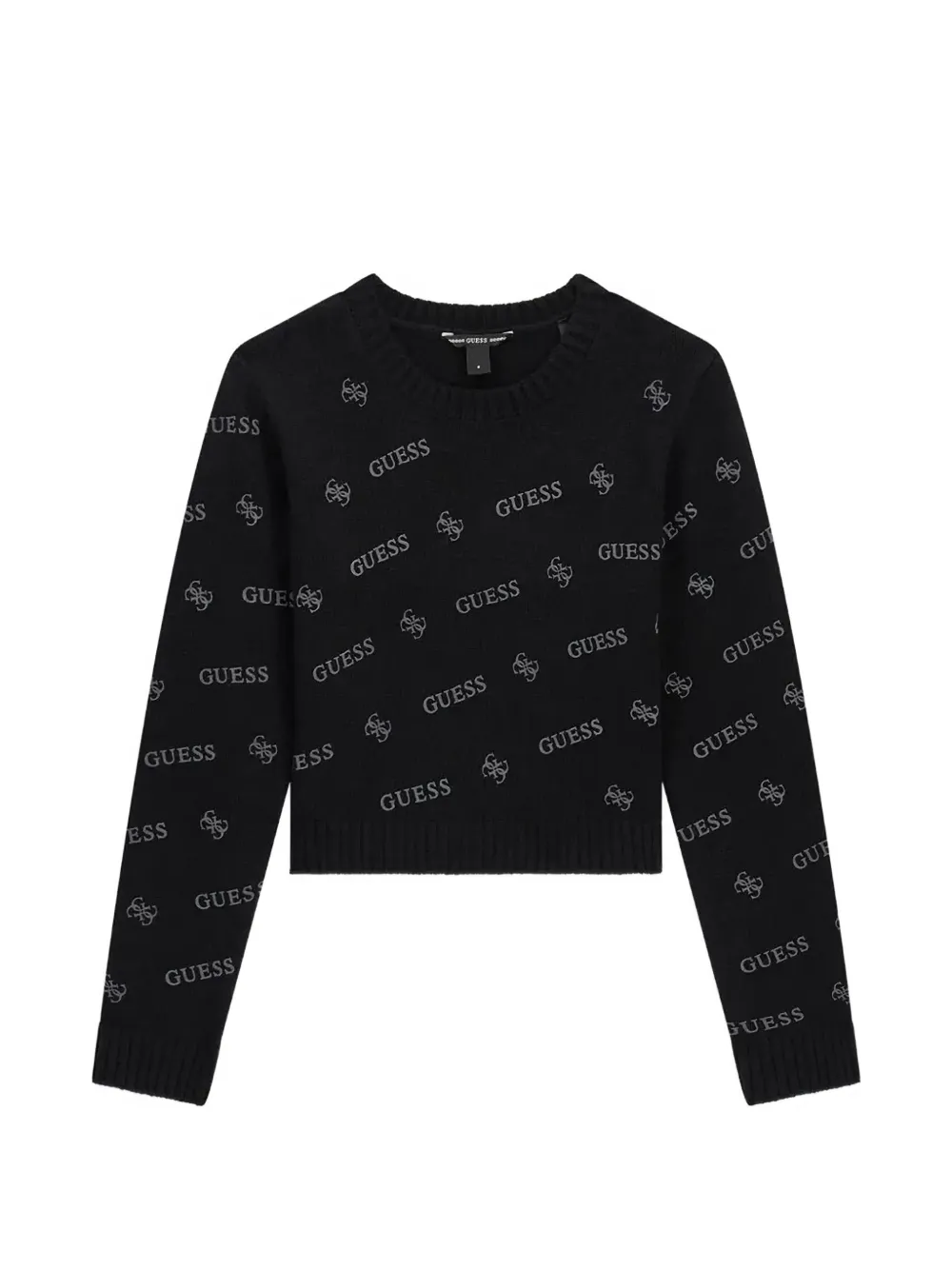 guess kids logo-intarsia knitted sweater - Nero