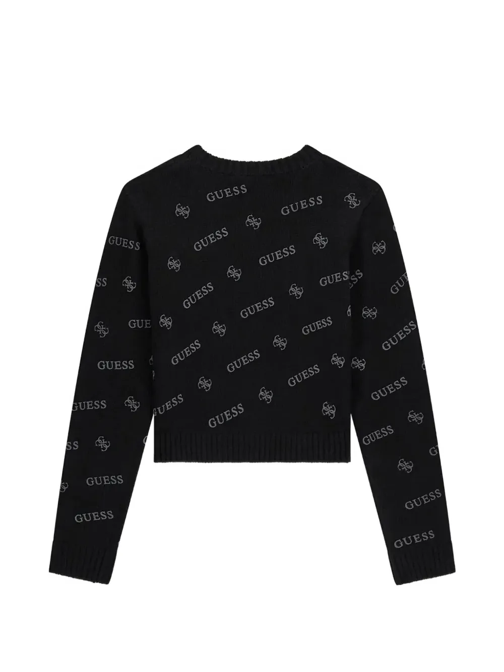 guess kids logo-intarsia knitted sweater Zwart