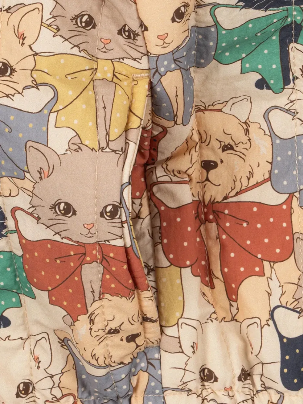 Konges Sløjd Juno gewatteerd jack met katten-print Beige