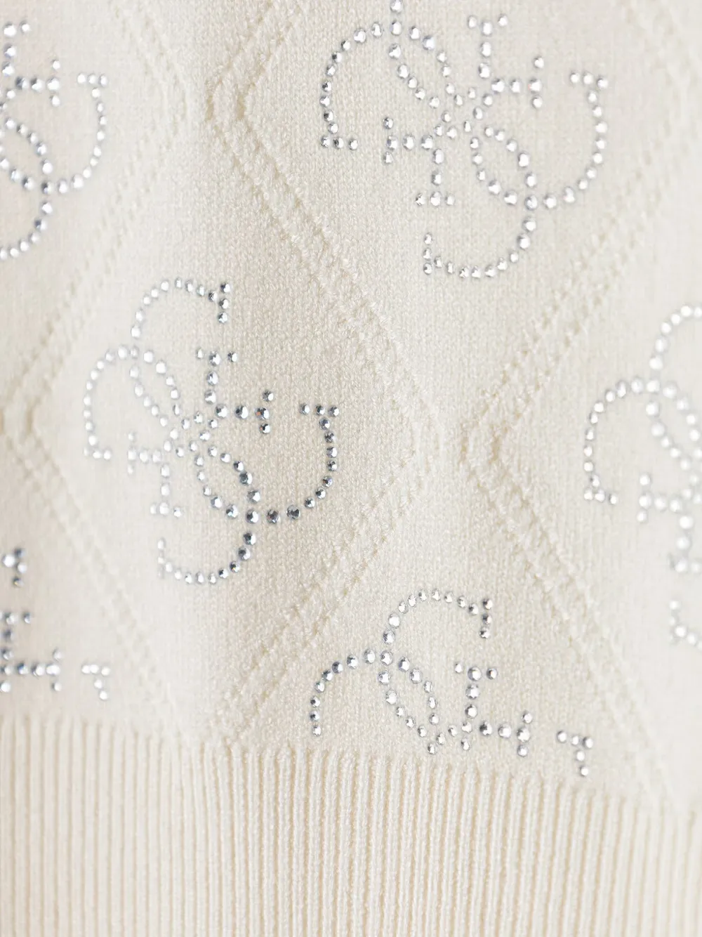 guess kids rhinestone-embellished 4G sweater Beige