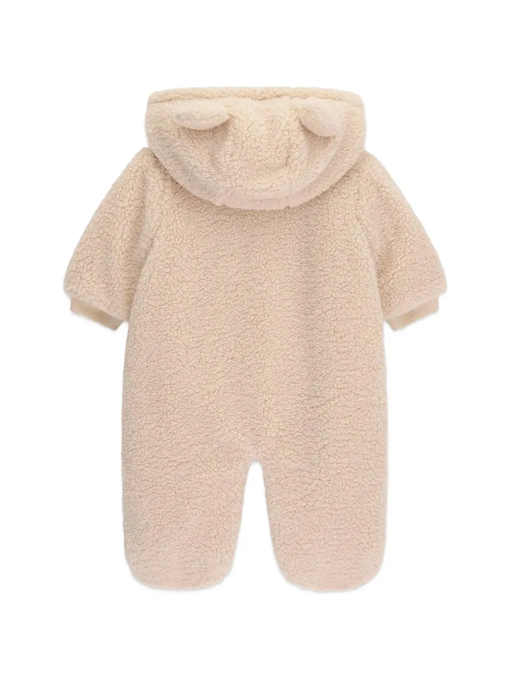 guess kids bear-embroidered hooded snowsuit Beige
