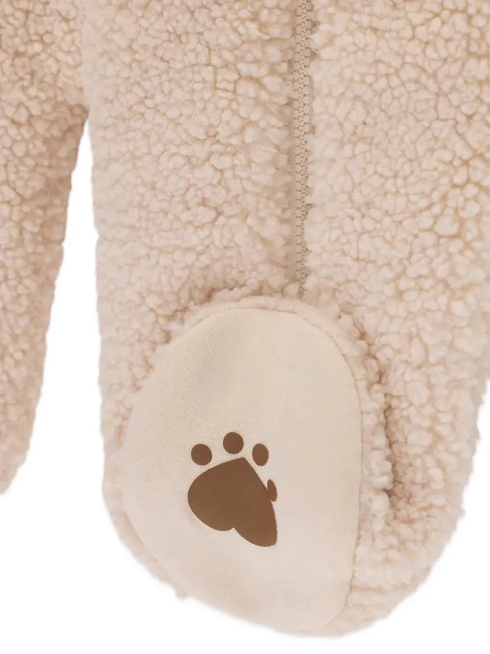 guess kids bear-embroidered hooded snowsuit Beige