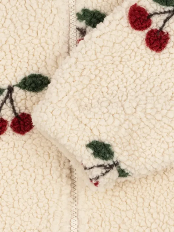 Konges Sløjd Jody cherry-print teddy-textured Jacket | Neutrals