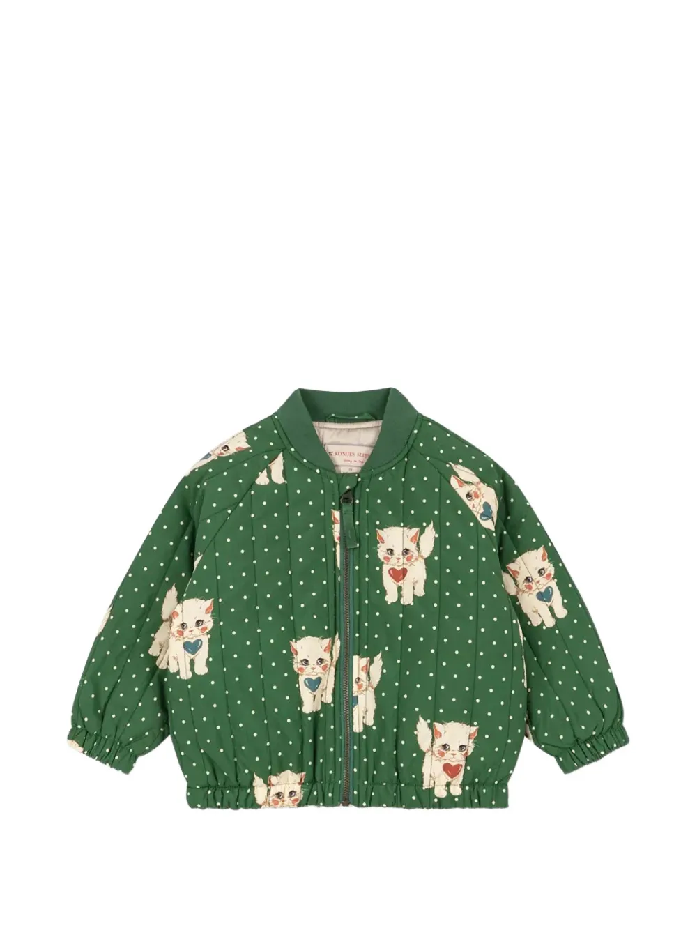 Konges Sløjd polka-dot cat-print bomber jacket - Verde