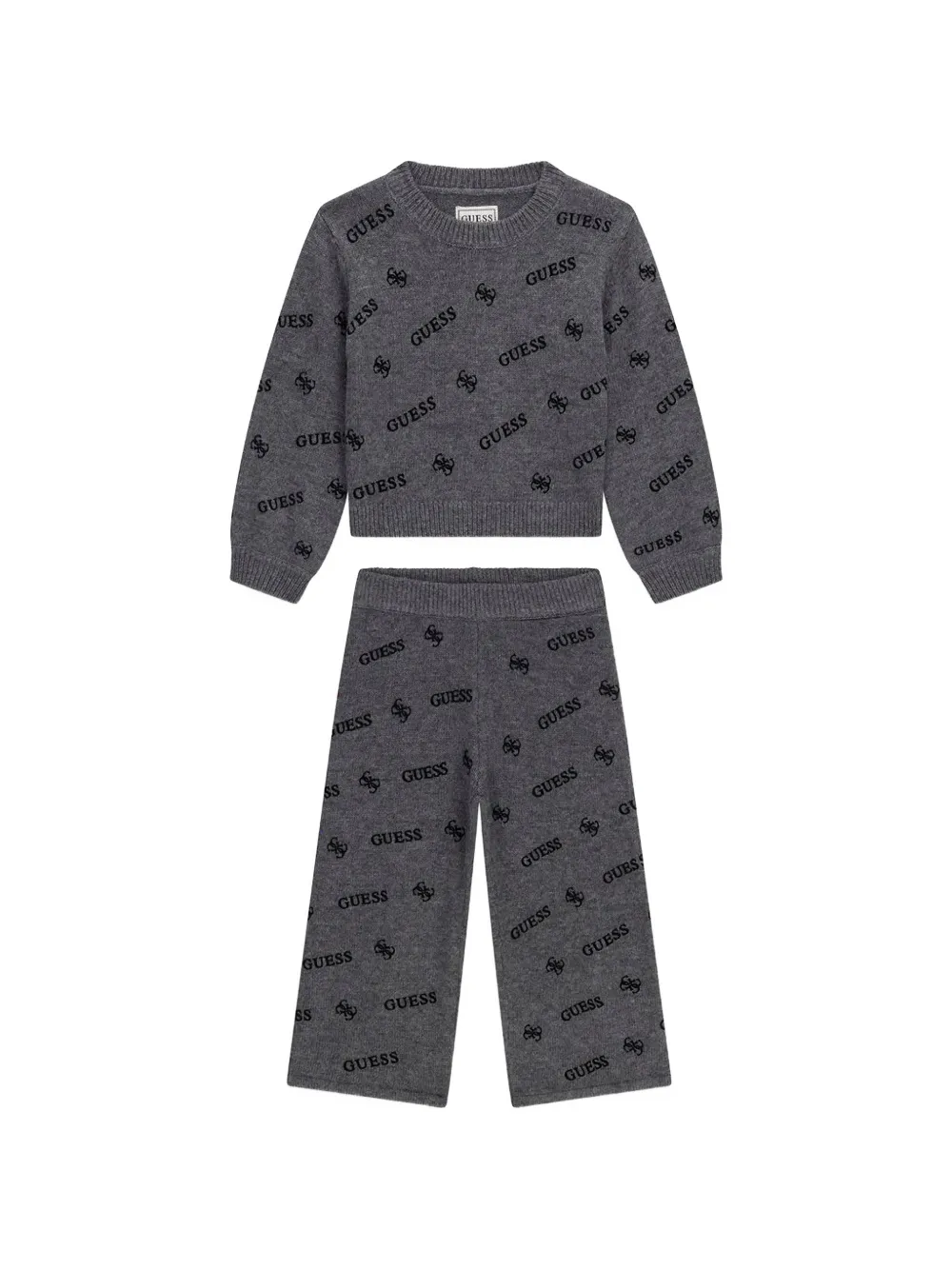 guess kids logo-print knitted tracksuit - Grigio
