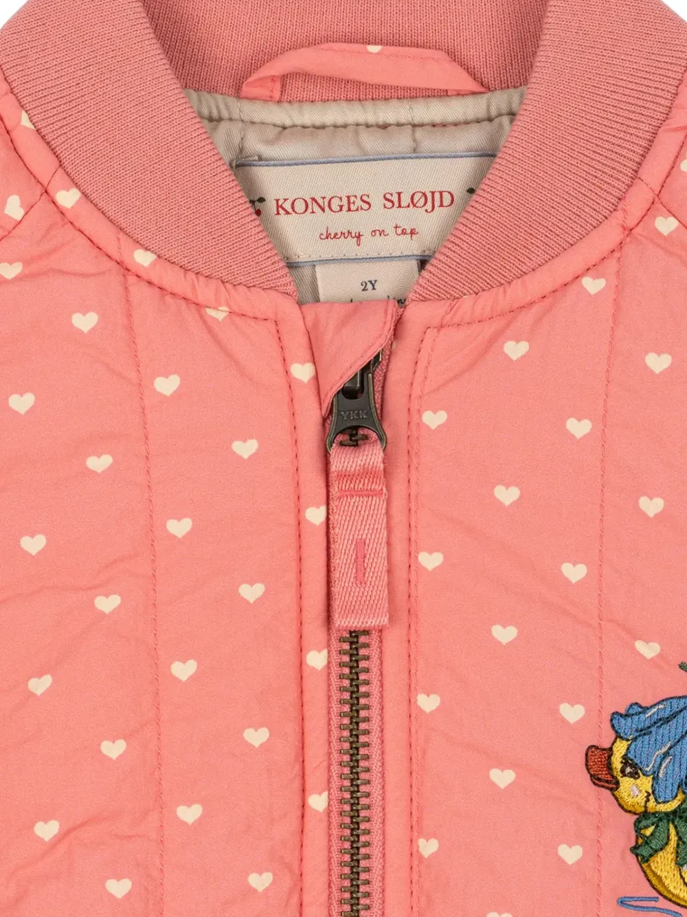 Konges Sløjd Juno gewatteerd bomberjack met hart-print Roze